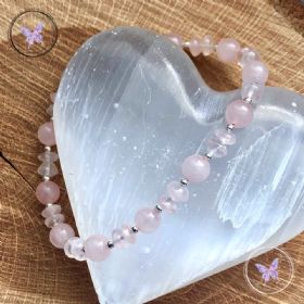 Rose Quartz & Silver Bead Bracelet